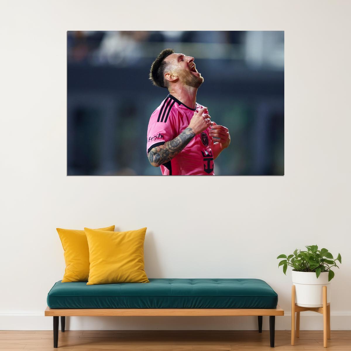 Lionel Messi USA Soccer Poster Famous Football Superstar Motivational Sports Print