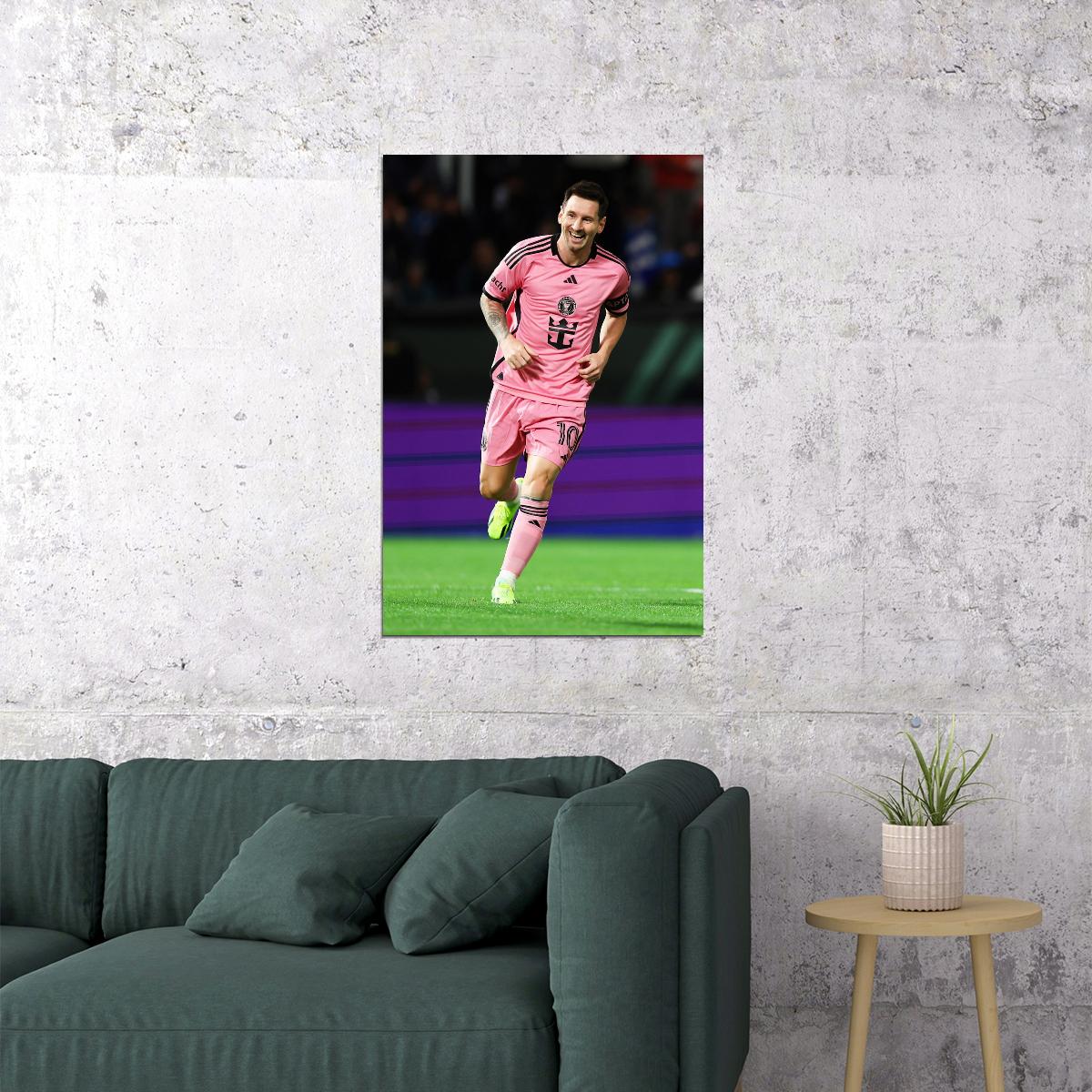 Lionel Messi USA Soccer Poster Famous Football Superstar Motivational Sports Print