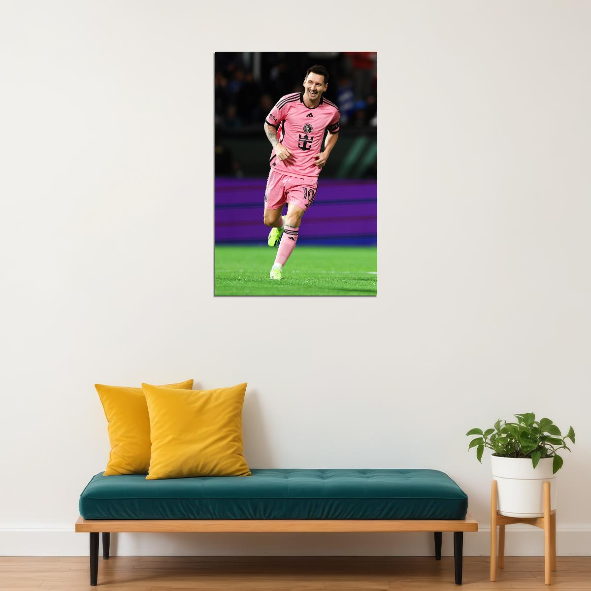 Lionel Messi USA Soccer Poster Famous Football Superstar Motivational Sports Print