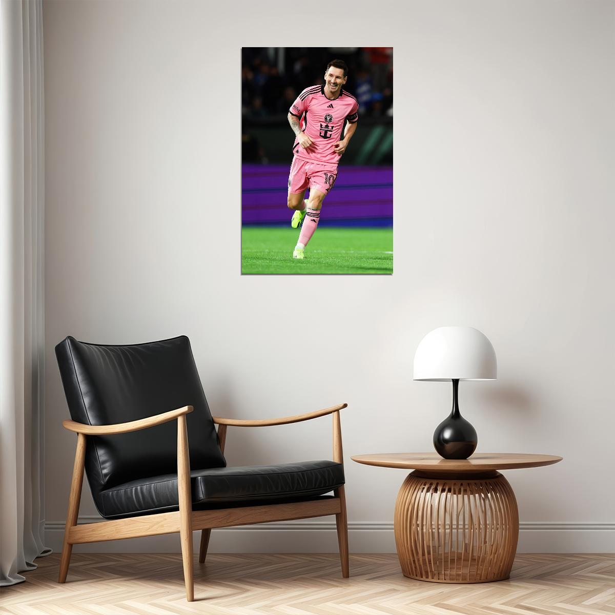 Lionel Messi USA Soccer Poster Famous Football Superstar Motivational Sports Print