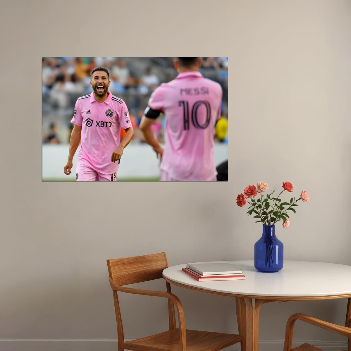 Jordi Alba Lionel Messi USA Soccer Poster Famous Football Superstar Motivational Sports Print