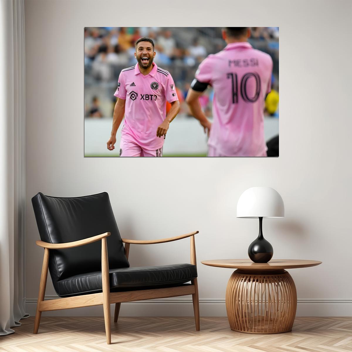Jordi Alba Lionel Messi USA Soccer Poster Famous Football Superstar Motivational Sports Print