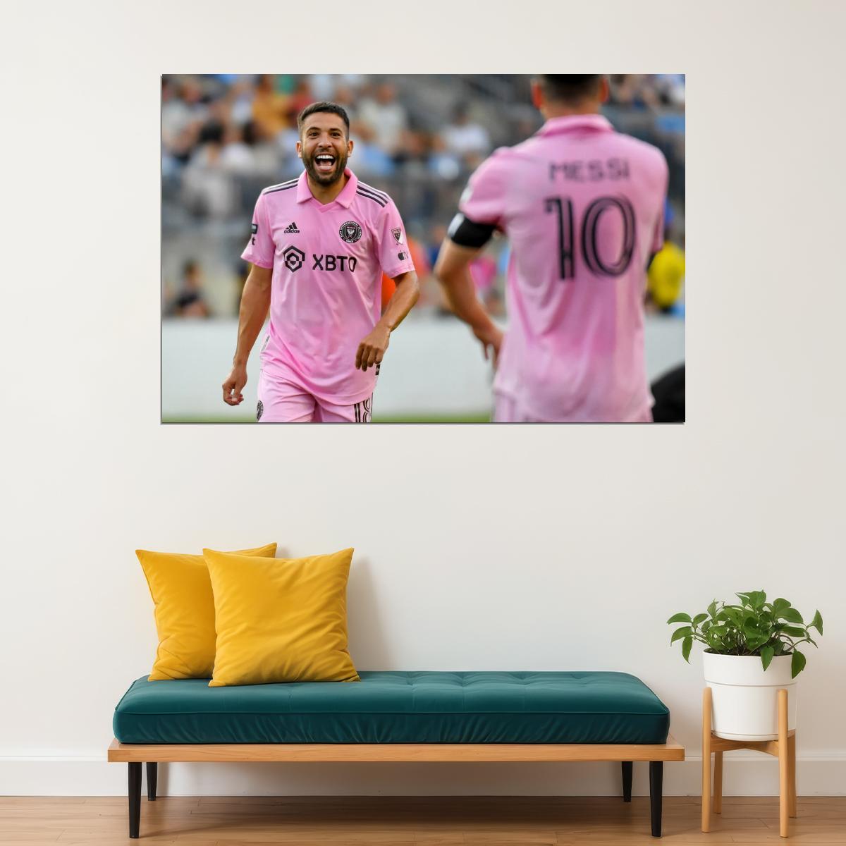 Jordi Alba Lionel Messi USA Soccer Poster Famous Football Superstar Motivational Sports Print