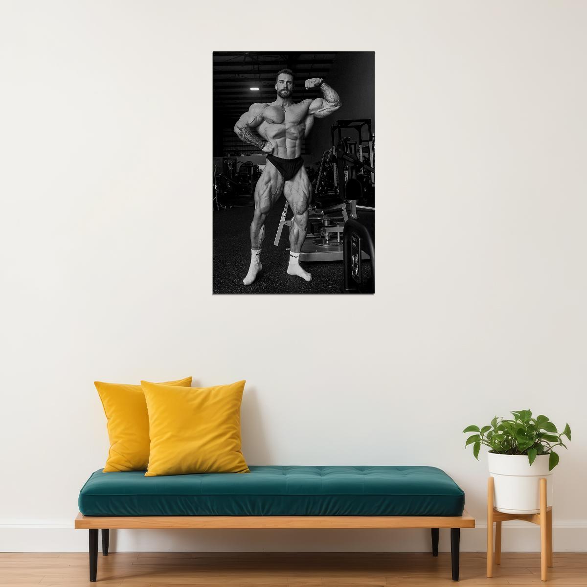 Chris Bumstead Gym Shot Black And White Bodybuilder Poster Bodybuilding Workout HD Photo Print