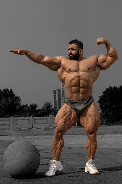 Hadi Choopan Statue Pose Famous Bodybuilder Poster Bodybuilding Workout HD Photo Print