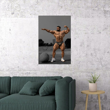 Hadi Choopan Statue Pose Famous Bodybuilder Poster Bodybuilding Workout HD Photo Print