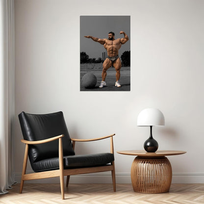 Hadi Choopan Statue Pose Famous Bodybuilder Poster Bodybuilding Workout HD Photo Print