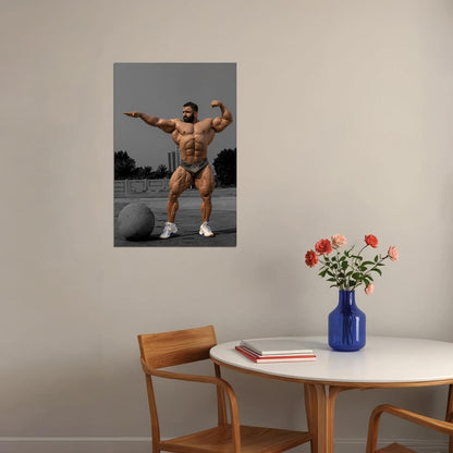 Hadi Choopan Statue Pose Famous Bodybuilder Poster Bodybuilding Workout HD Photo Print