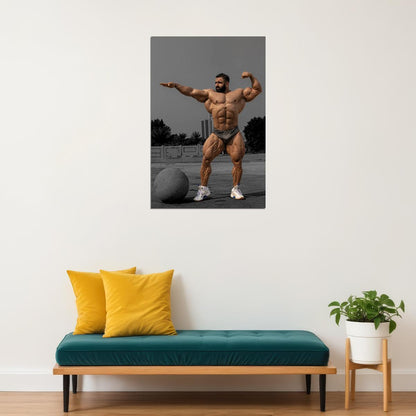 Hadi Choopan Statue Pose Famous Bodybuilder Poster Bodybuilding Workout HD Photo Print