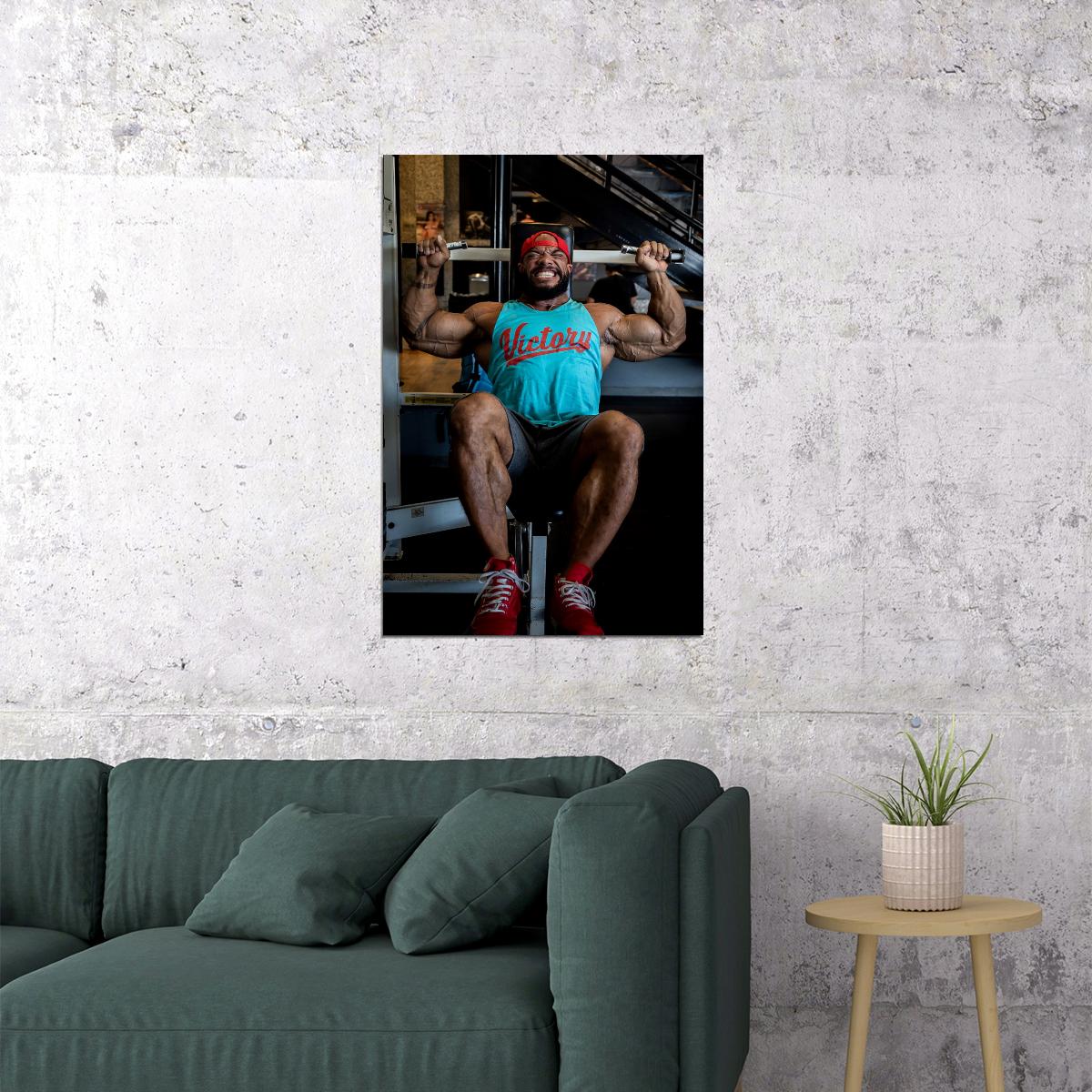 Sergio Oliva Jr. Gym Shot Famous Bodybuilder Poster Bodybuilding Workout HD Photo Print