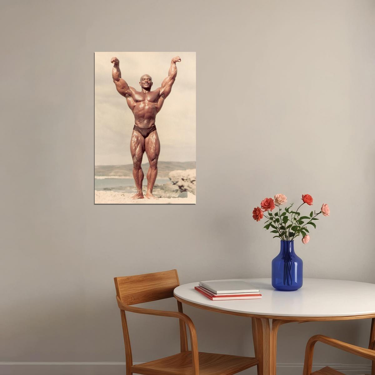 Sergio Oliva The Myth Bodybuilding Icon Poster Victory Pose Mr Olympia Bodybuilding HD Photo Print