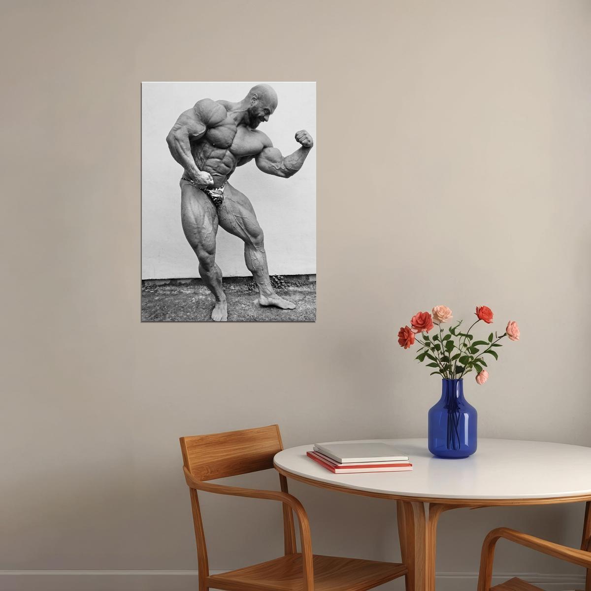 James Hollingshead Black And White Famous Bodybuilder Poster Bodybuilding Workout HD Photo Print