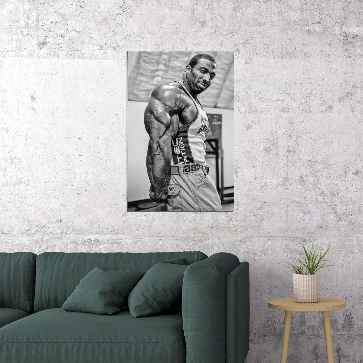 Cedric McMillan Black And White Gym Shot Famous Bodybuilder Poster Bodybuilding HD Photo Print