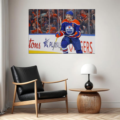 Connor McDavid Winning Scream Famous USA Hockey Player Poster North America Hockey HD Photo Print