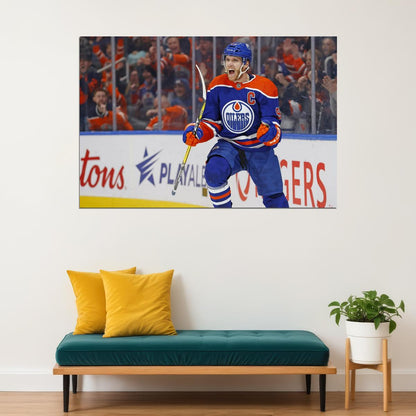 Connor McDavid Winning Scream Famous USA Hockey Player Poster North America Hockey HD Photo Print