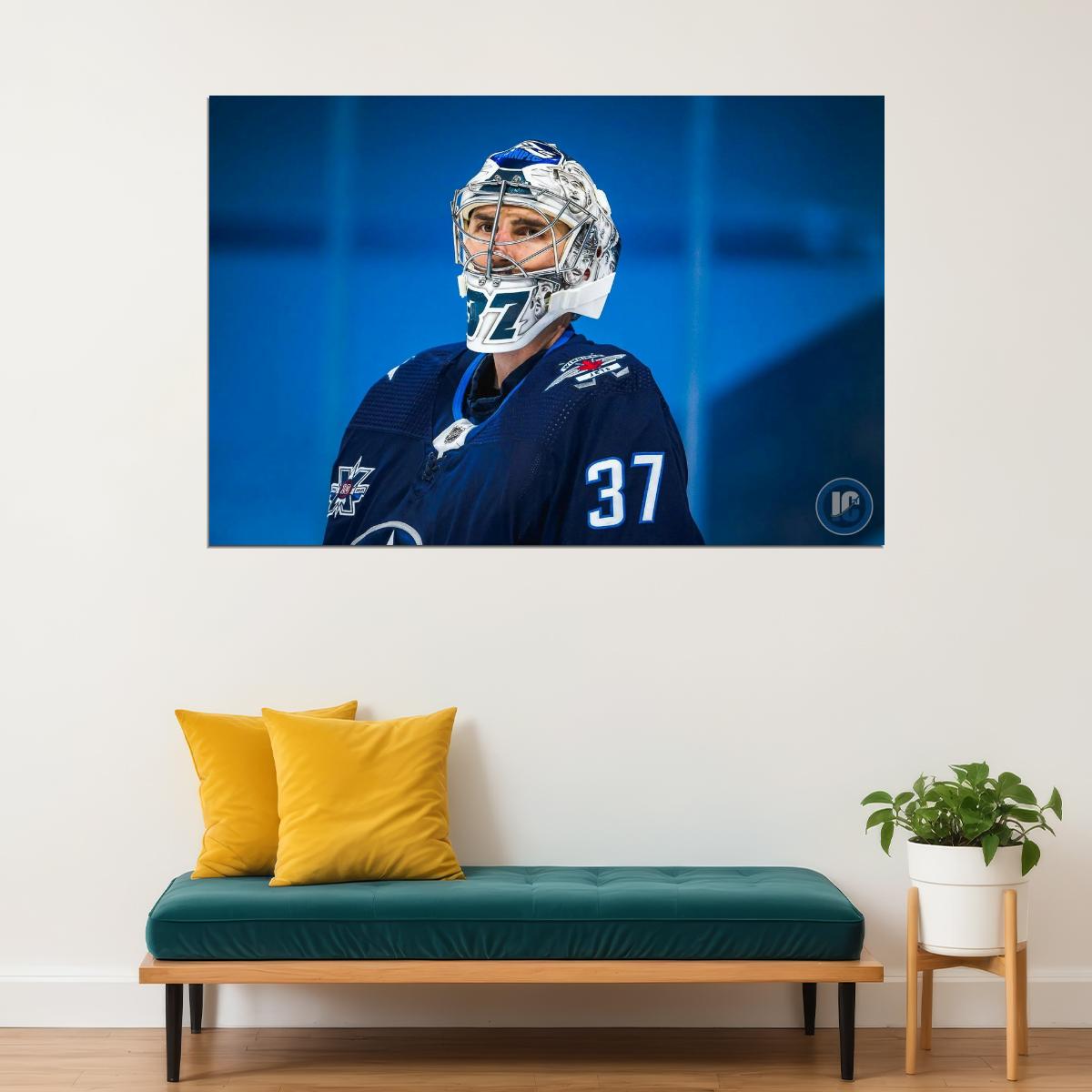 Connor Hellebuyck Mask Famous USA Hockey Player Poster North America Hockey HD Photo Print