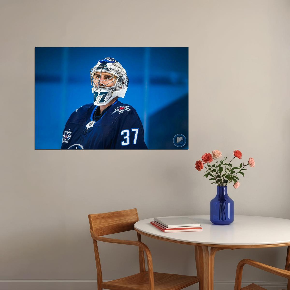 Connor Hellebuyck Mask Famous USA Hockey Player Poster North America Hockey HD Photo Print