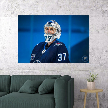 Connor Hellebuyck Mask Famous USA Hockey Player Poster North America Hockey HD Photo Print