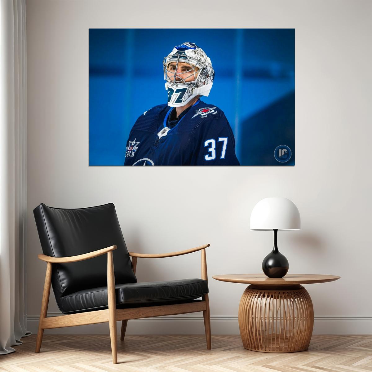 Connor Hellebuyck Mask Famous USA Hockey Player Poster North America Hockey HD Photo Print