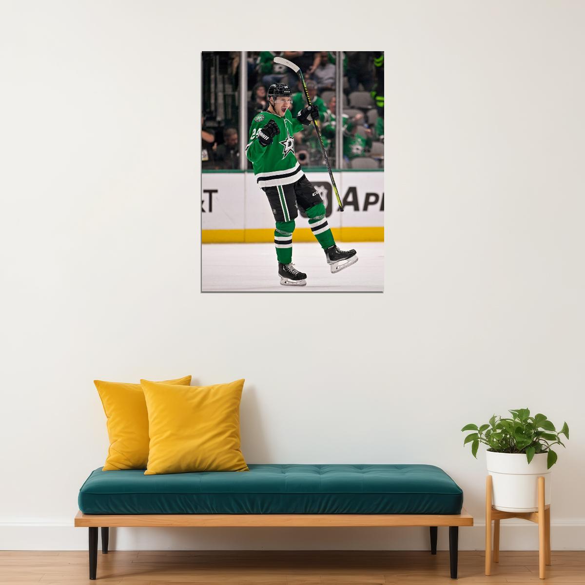 Roope Hintz Celebration Victory Famous USA Hockey Player Poster North America Hockey HD Photo Print