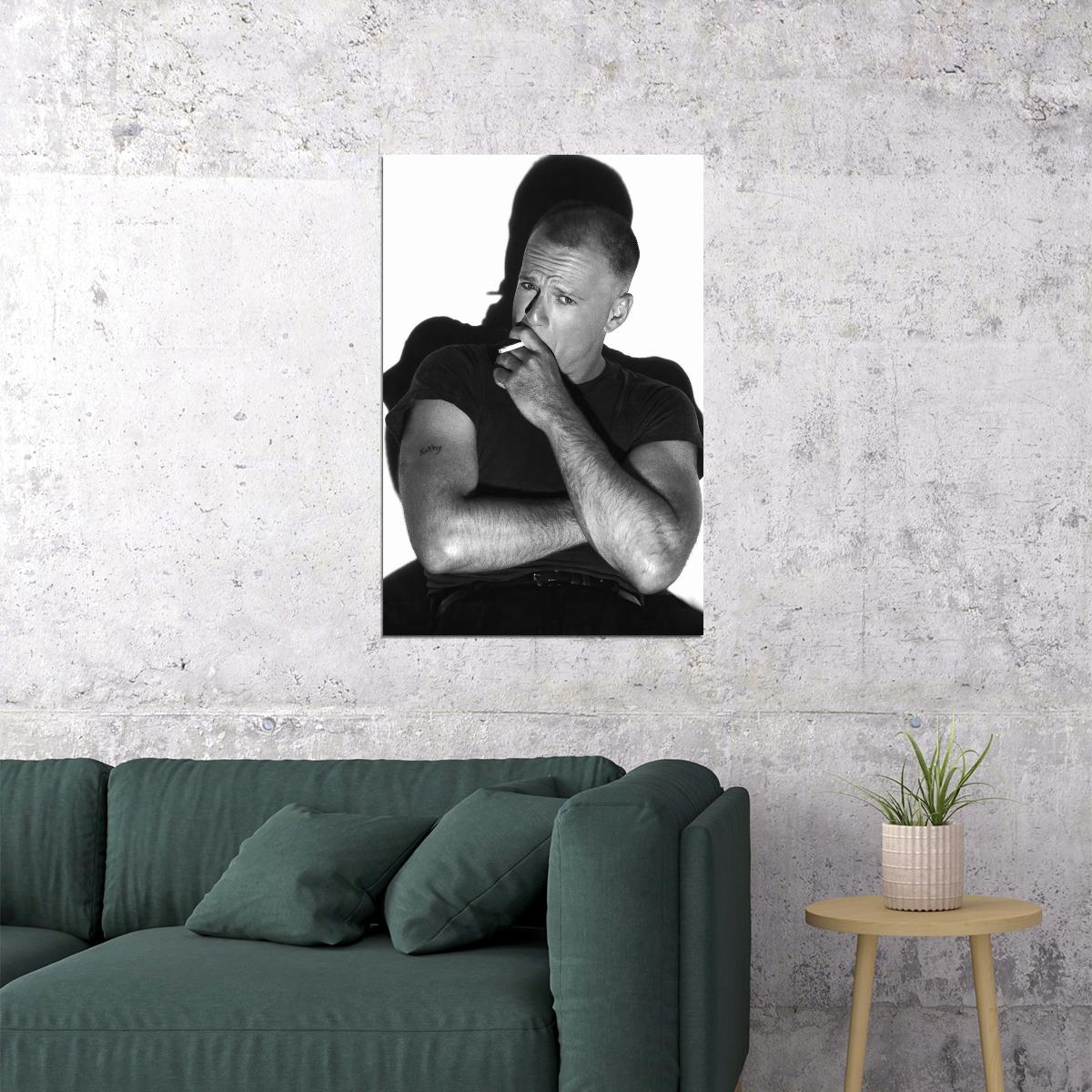 Bruce Willis Hot Young Smoking Black and White Classic Photo Retro Hollywood Print