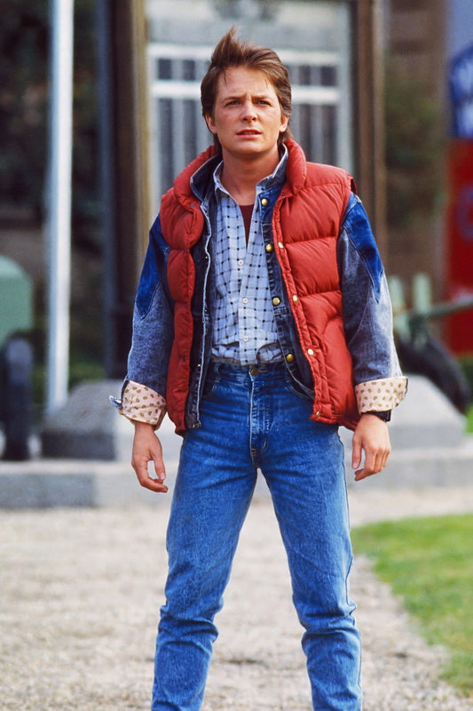 Michael J. Fox Marty McFly Red Vest Back to the Future Movie Poster Classic 80s Sci-Fi Photo Print