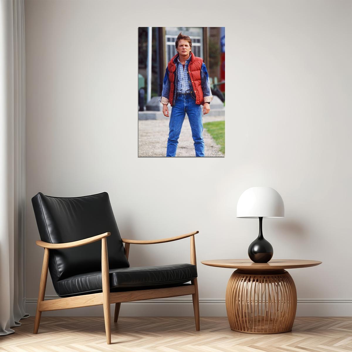 Michael J. Fox Marty McFly Red Vest Back to the Future Movie Poster Classic 80s Sci-Fi Photo Print