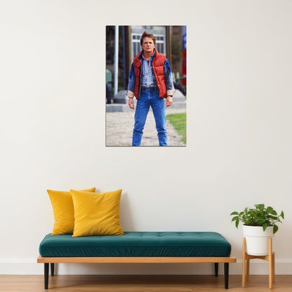 Michael J. Fox Marty McFly Red Vest Back to the Future Movie Poster Classic 80s Sci-Fi Photo Print