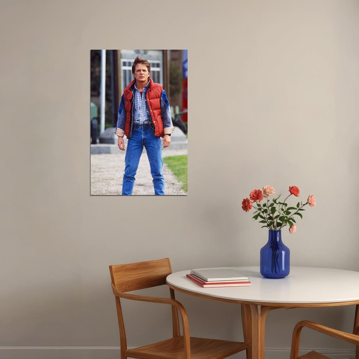 Michael J. Fox Marty McFly Red Vest Back to the Future Movie Poster Classic 80s Sci-Fi Photo Print