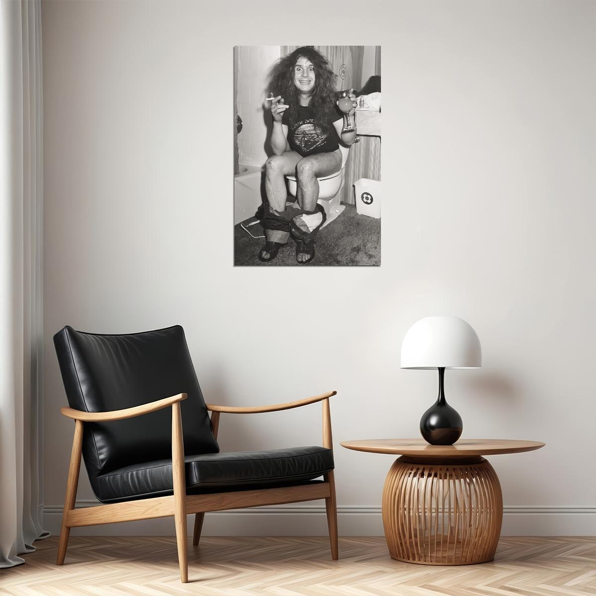 Ozzy Osbourne Funny Iconic Toilet Moment 70s Music Poster Legendary Black Sabbath Frontman Hilarious Rock Wall Art Photo Print