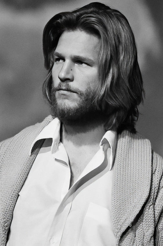 Jeff Bridges Young Black And White Portrait Poster Classic Hollywood Actor Retro Cinema Wall Art Print