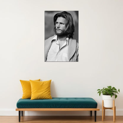 Jeff Bridges Young Black And White Portrait Poster Classic Hollywood Actor Retro Cinema Wall Art Print