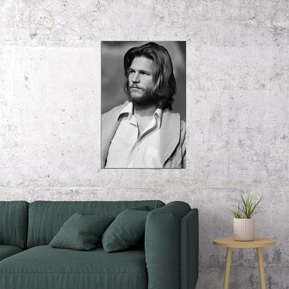 Jeff Bridges Young Black And White Portrait Poster Classic Hollywood Actor Retro Cinema Wall Art Print