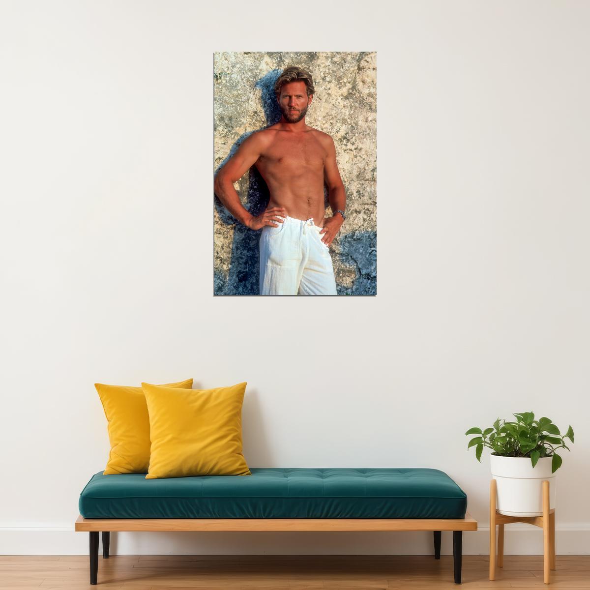 Jeff Bridges Young And Hot Shirtless Poster Iconic 1980s Actor Beach Photo Wall Art Print