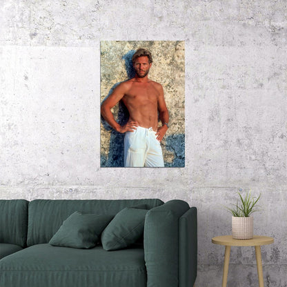 Jeff Bridges Young And Hot Shirtless Poster Iconic 1980s Actor Beach Photo Wall Art Print