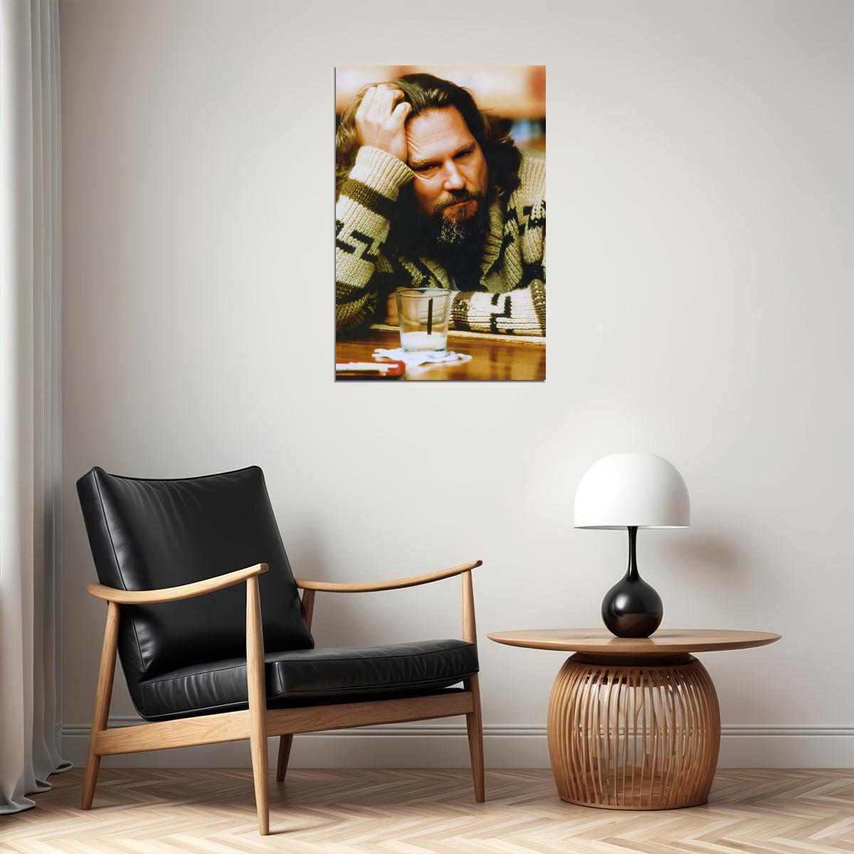 Jeff Bridges The Big Lebowski 1998 The Dude With White Russian Movie Poster Classic Comedy Film Wall Art Print