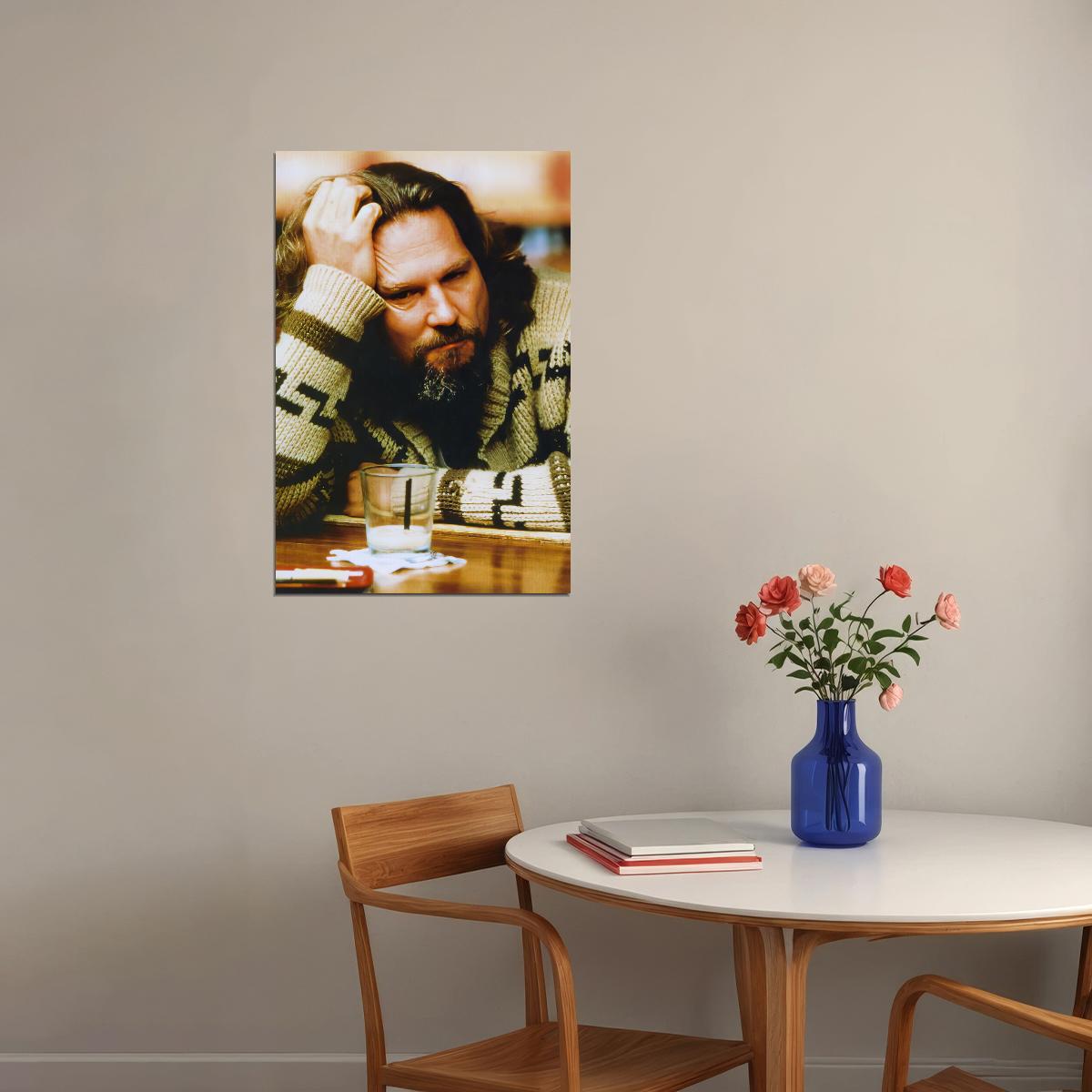 Jeff Bridges The Big Lebowski 1998 The Dude With White Russian Movie Poster Classic Comedy Film Wall Art Print