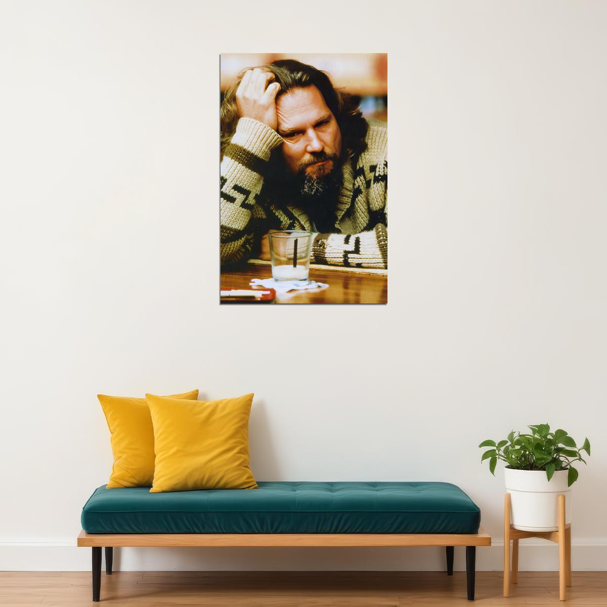 Jeff Bridges The Big Lebowski 1998 The Dude With White Russian Movie Poster Classic Comedy Film Wall Art Print