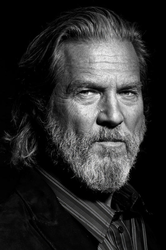 Jeff Bridges Black and White Portrait Poster Legendary Hollywood Actor Cinematic Wall Art Print