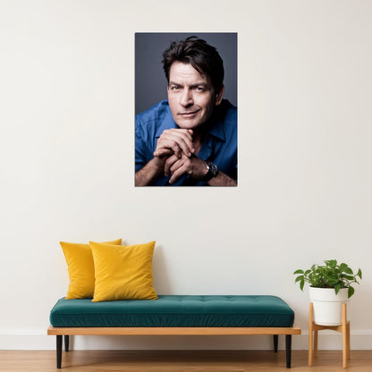 Charlie Sheen Portrait Poster Classic Hollywood Actor Two and a Half Men Star Wall Art Print