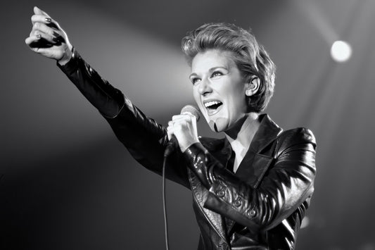 Celine Dion Live Black And White Poster Powerful Vocal Icon Photo Music Concert Wall Art Print