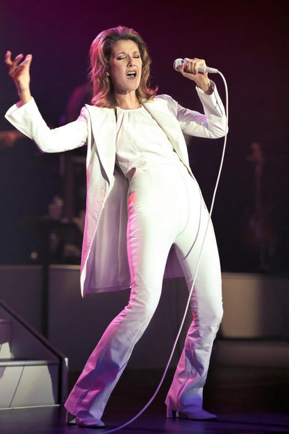 Celine Dion Live Concert Poster Iconic White Outfit Photo Music Legend Vocal Performance Wall Art Print