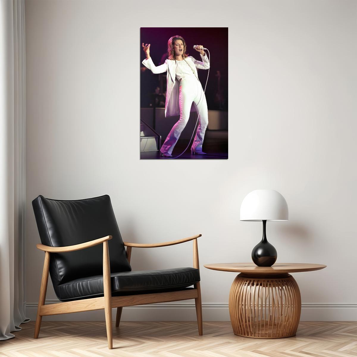 Celine Dion Live Concert Poster Iconic White Outfit Photo Music Legend Vocal Performance Wall Art Print