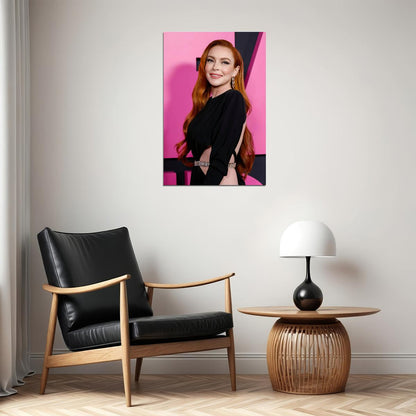 Lindsay Lohan Mean Girls 2024 Red Carpet Poster Fashion Iconic Redhead Actress Modern Hollywood Star Wall Art Print