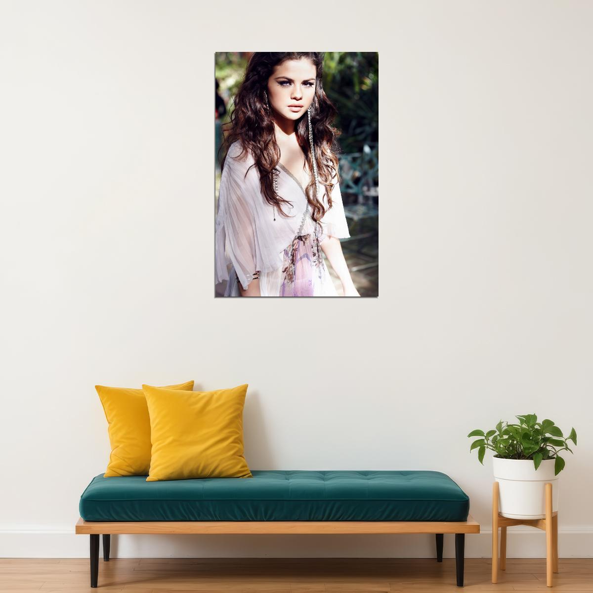 Selena Gomez Fashion Shoot Poster Boho Fashion Icon Photo Hollywood Star Glamorous Look Wall Art Print