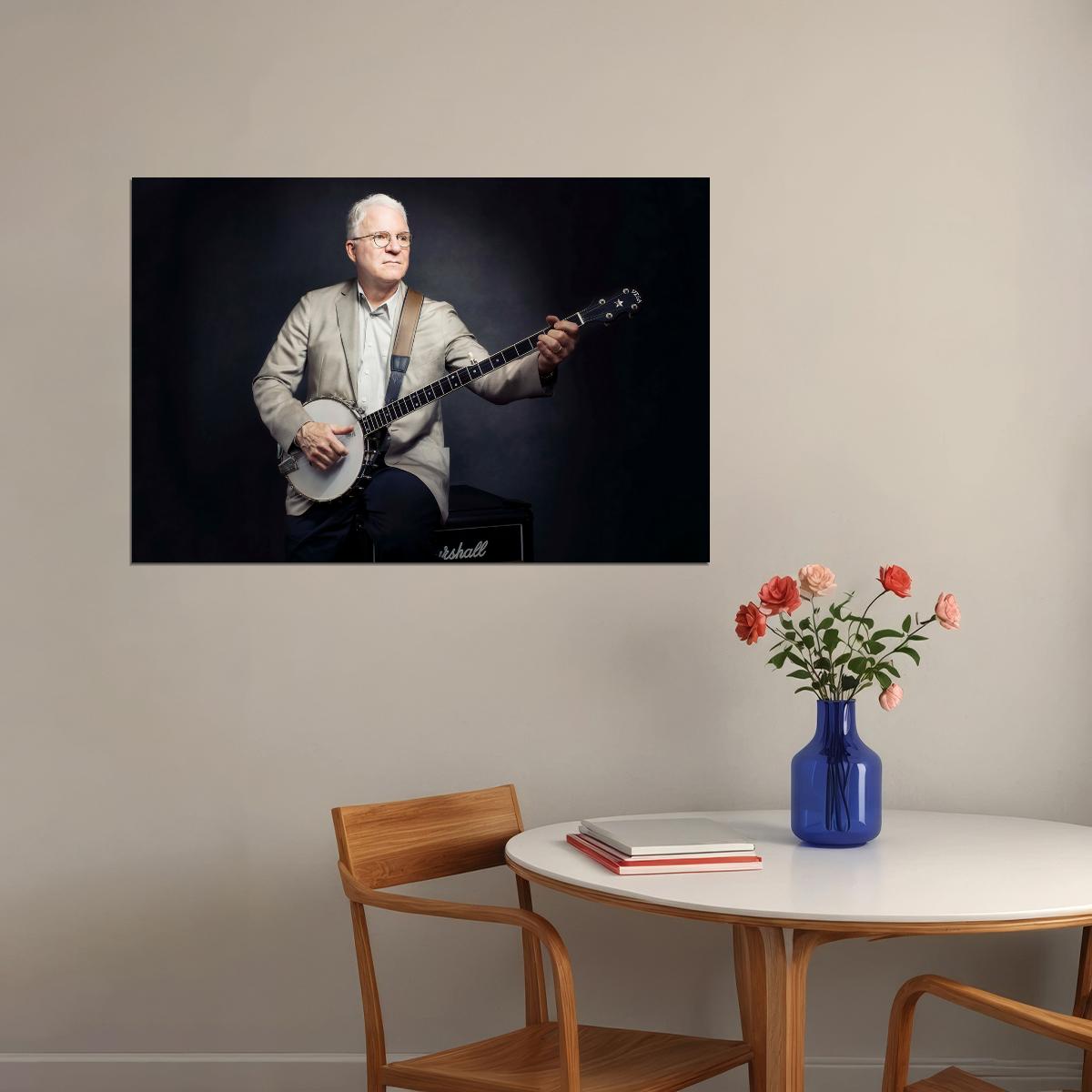 Steve Martin Banjo Player Poster Legendary Comedian Photo Musician Bluegrass Wall Art Print