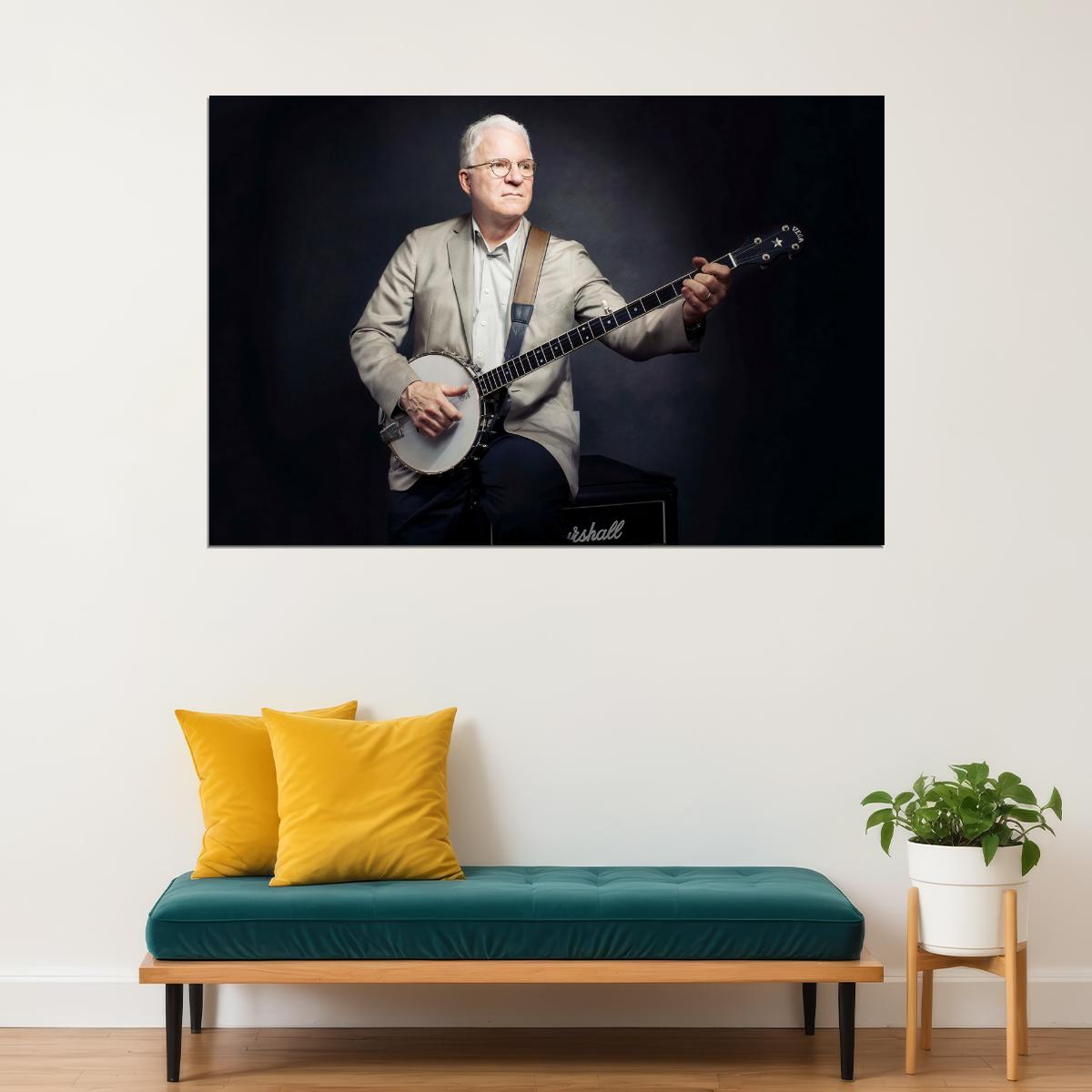 Steve Martin Banjo Player Poster Legendary Comedian Photo Musician Bluegrass Wall Art Print