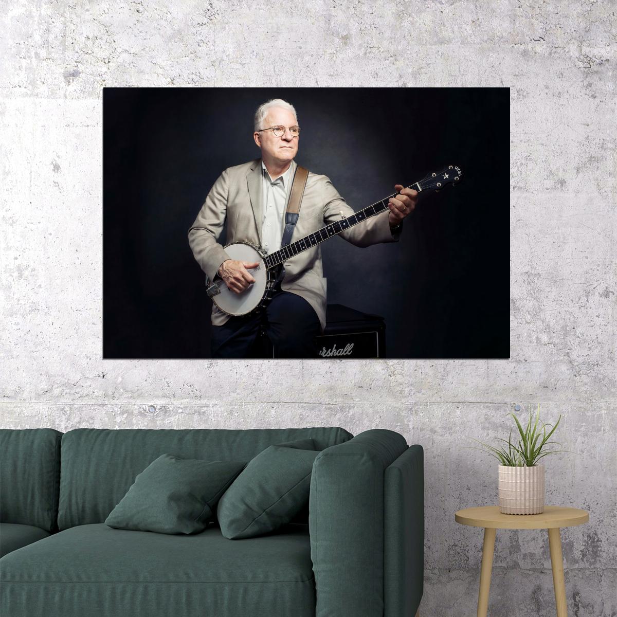 Steve Martin Banjo Player Poster Legendary Comedian Photo Musician Bluegrass Wall Art Print