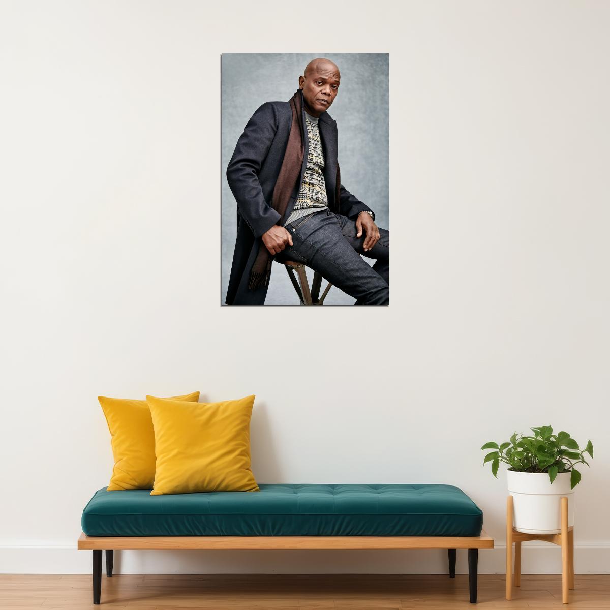 Samuel L. Jackson Portrait Poster Legendary Hollywood Photo Modern Fashion Look Wall Art Print