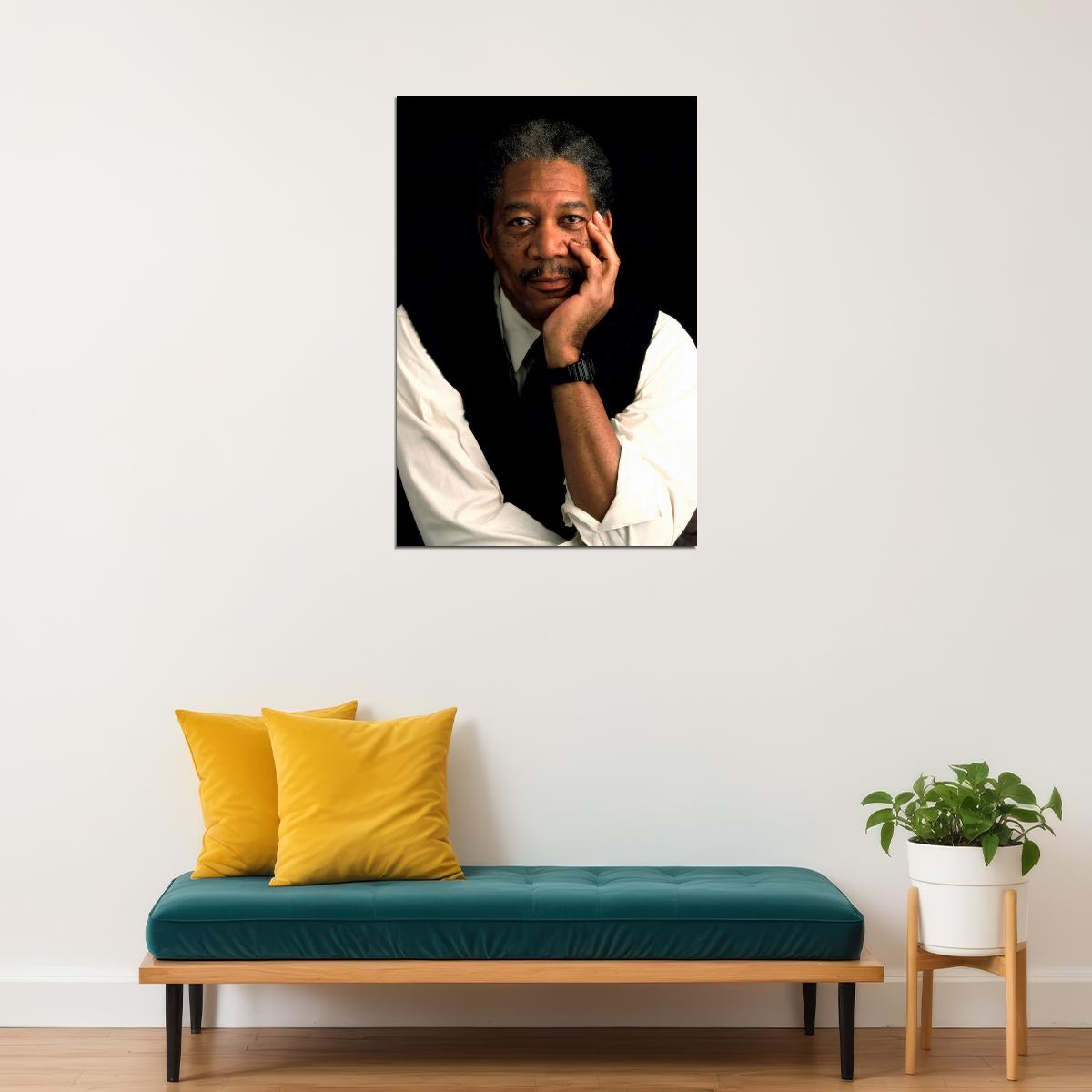 Morgan Freeman Portrait Poster Retro Hollywood Actor Photo Timeless Wall Art Print